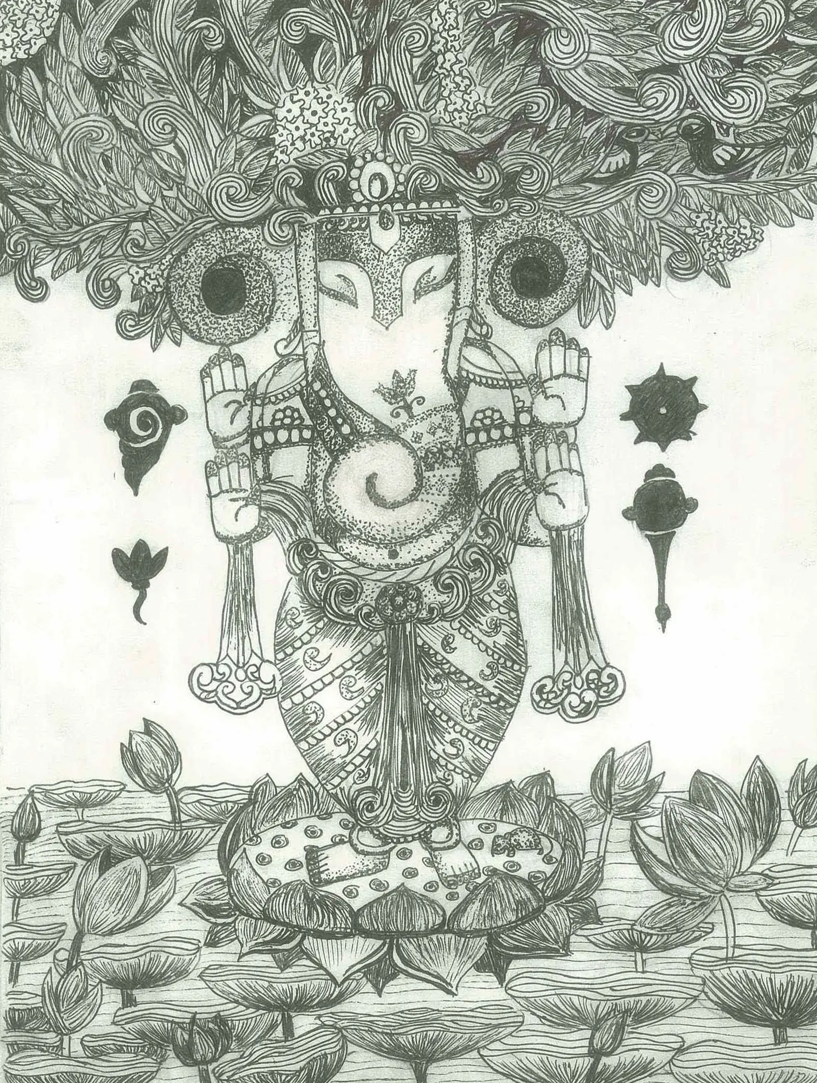 Lord Ganesha Pencil Drawing