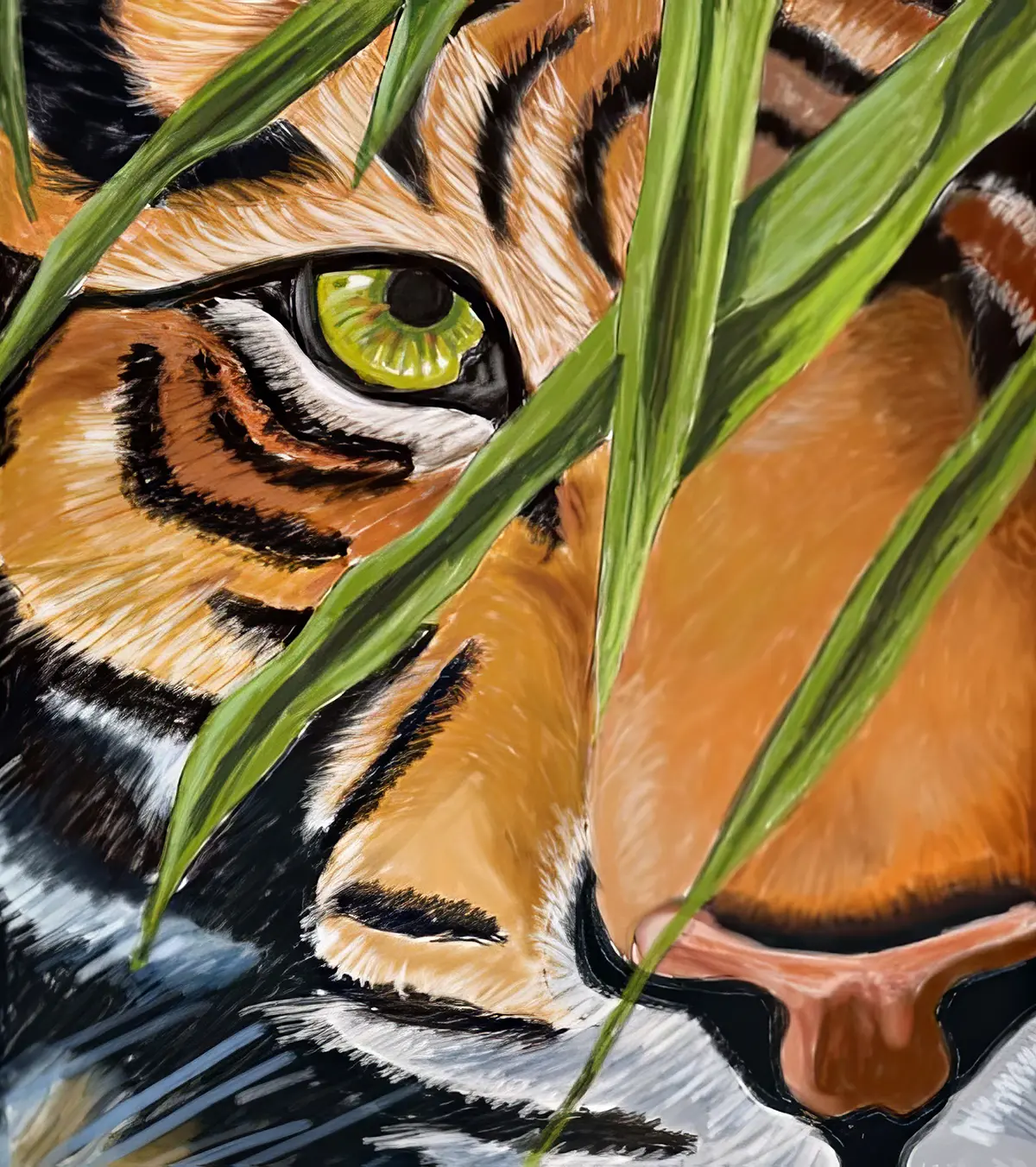 Student artwork: Detailed pencil portrait of a tiger showcasing wildlife drawing skills